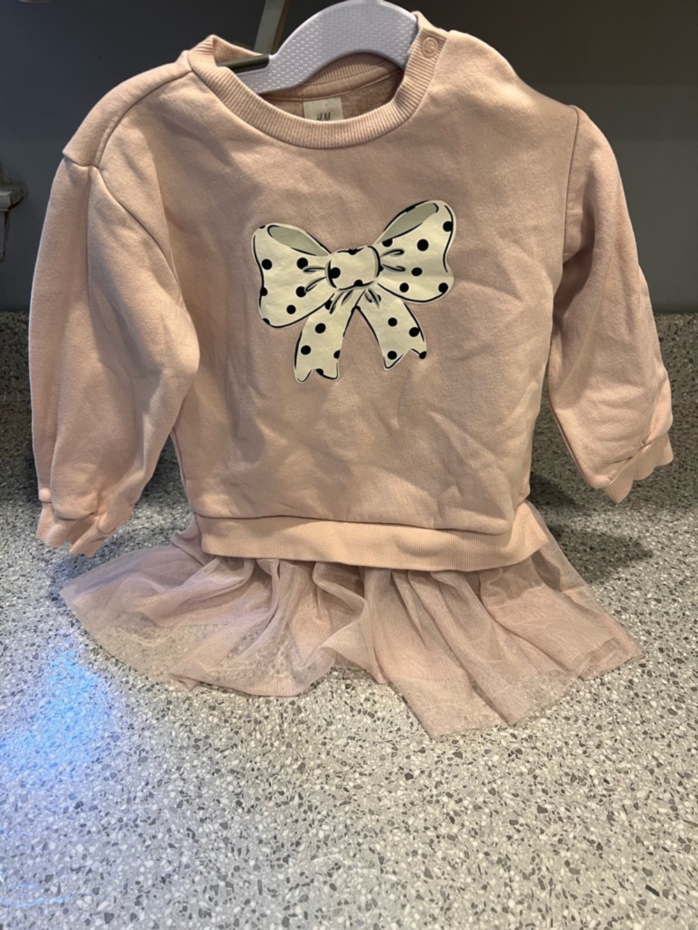 H&M Light Pink Bow Tulle Sweatshirt Dress 2T
